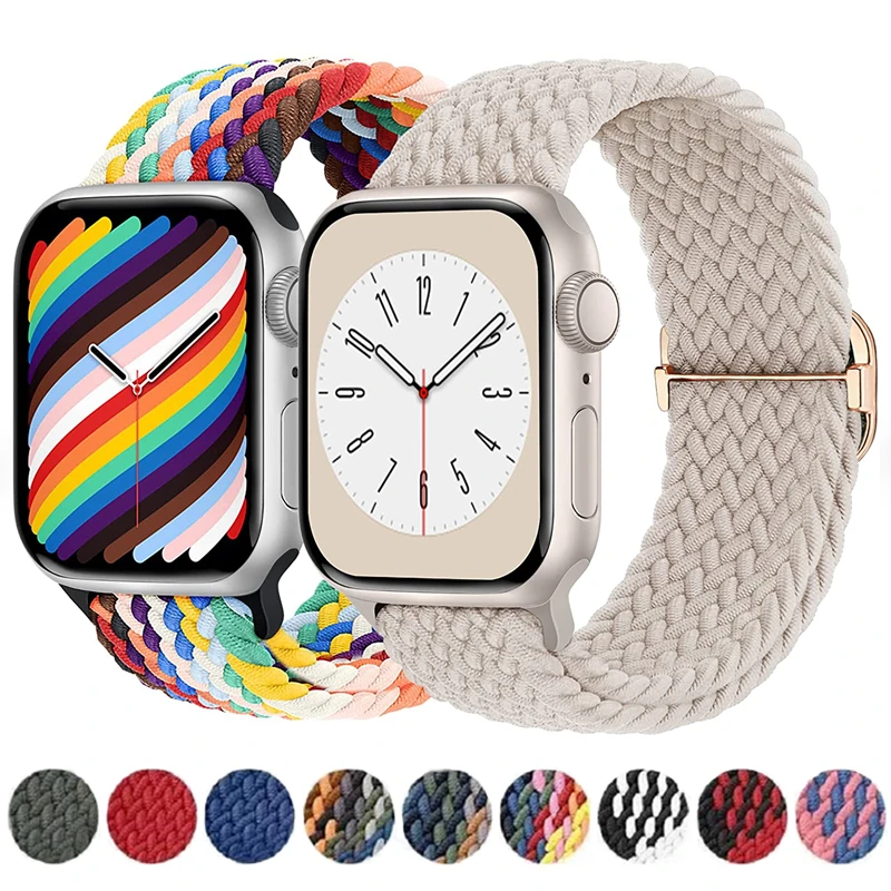 

Strap For Apple Watch band 44mm 40mm 45mm 41mm 49mm 38mm 42mm Elastic braided bracelet iwatch series 7 se 5 6 8 ultra 49mm band