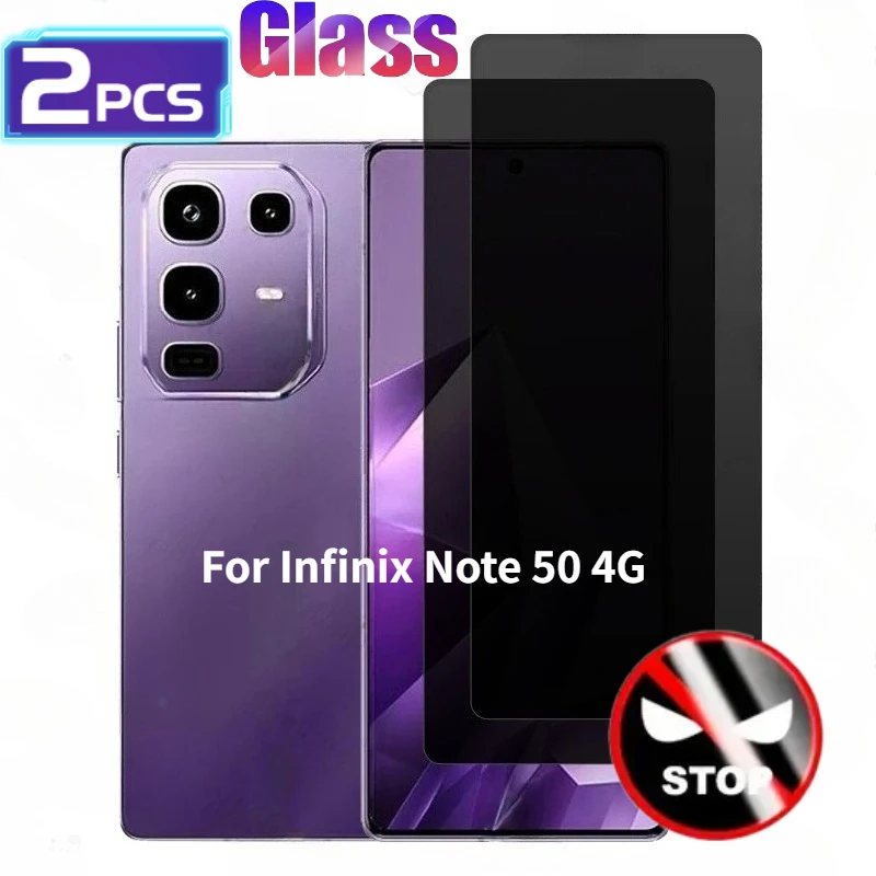 

2Pieces for Infinix Note 50 4G/50 Pro 4G/50 Pro+ 5G/50X Privacy Tempered Glass - Anti-Spy 9H Hardness, Bubble-Free, No Glare