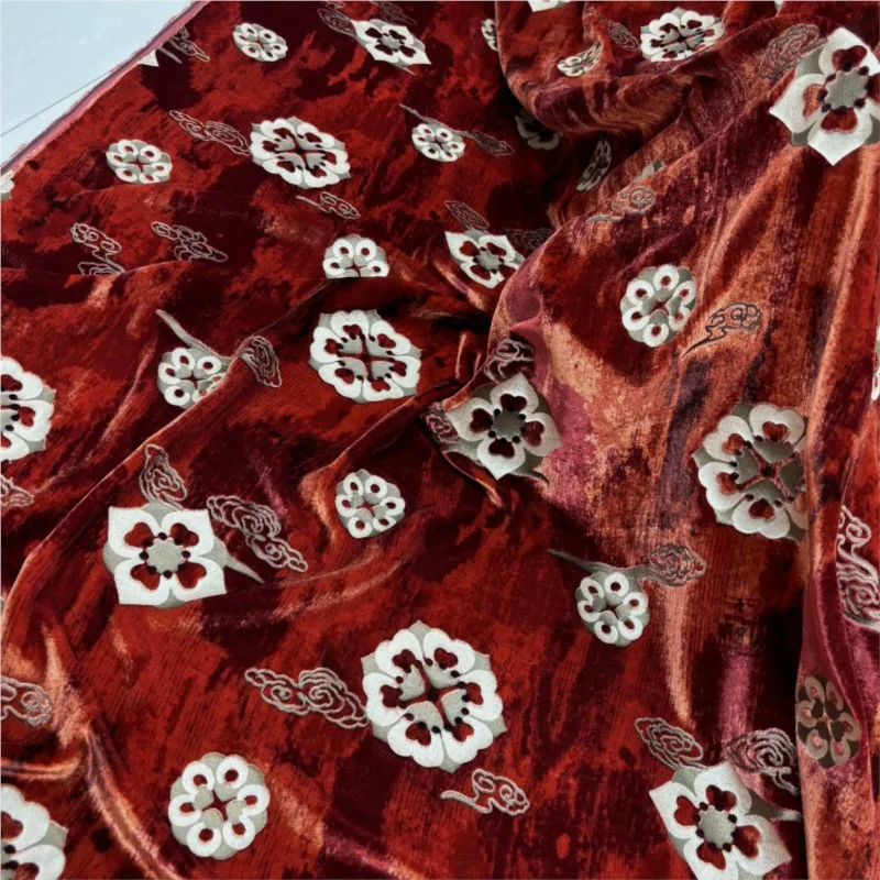 

Тканый настоящий бархат Qiaoqi с тиснением и клееной шелковой основой, цветок сокровищ