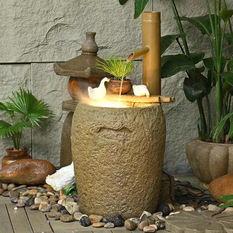 Circulating water Japanese pastoral water fountain fish tank feng shui wheel humidifier landscaping store courtyard balcony