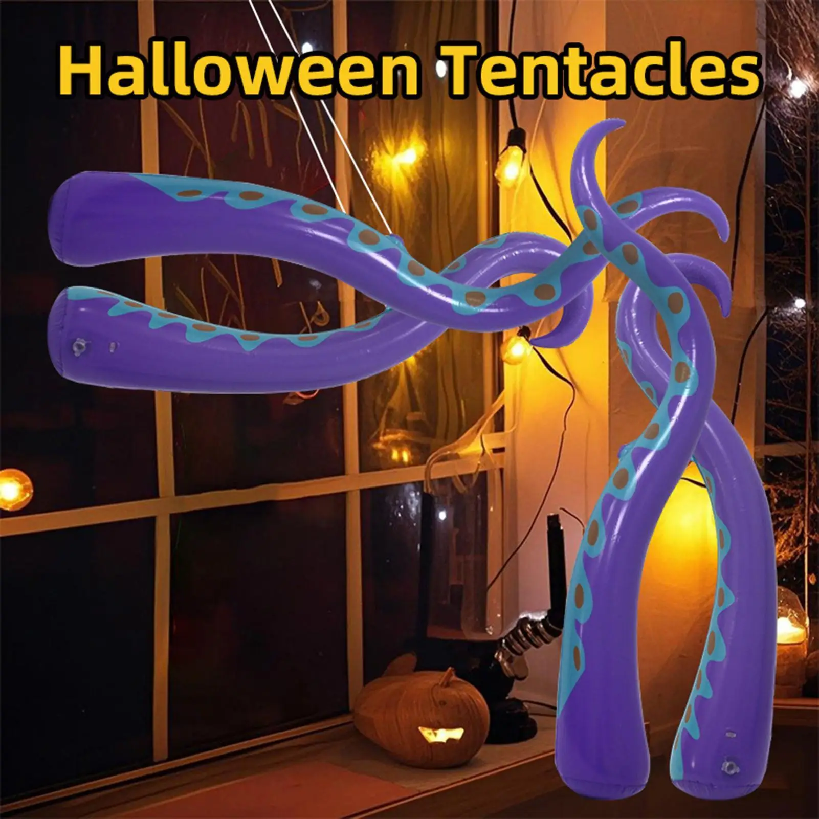 

4x Хэллоуин надувные щупальца осьминога ПВХ креативные принадлежности ужас выдувной декор для газона праздник окно дверь сад