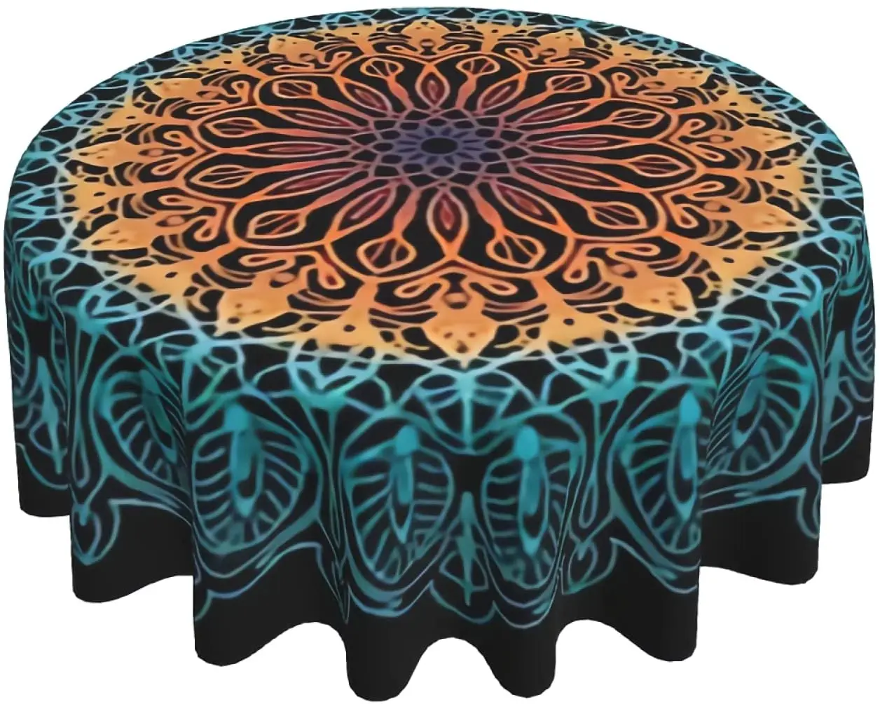 

Gradient Mandala Tablecloth 60 Inch Round Bohemian Style Table Cloths Waterproof Table Cloth Cover