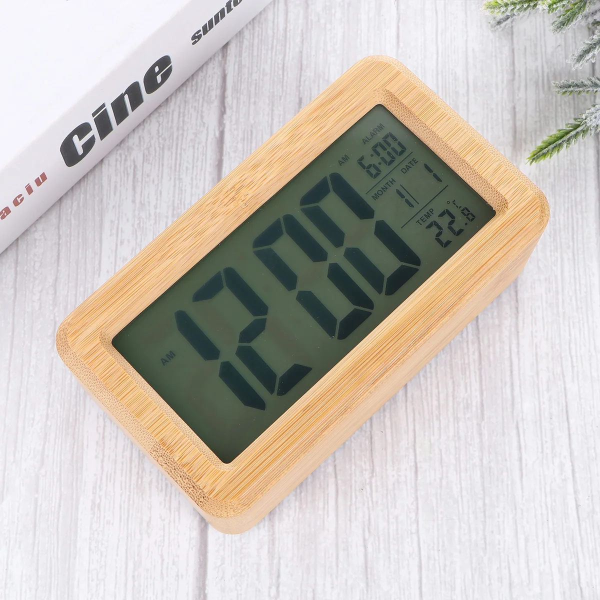 

Solid Wood Digital Clock LED Display Adjustable Brightness Temperature Wall Desktop Alarm Modern Industrial Decor Gift Family