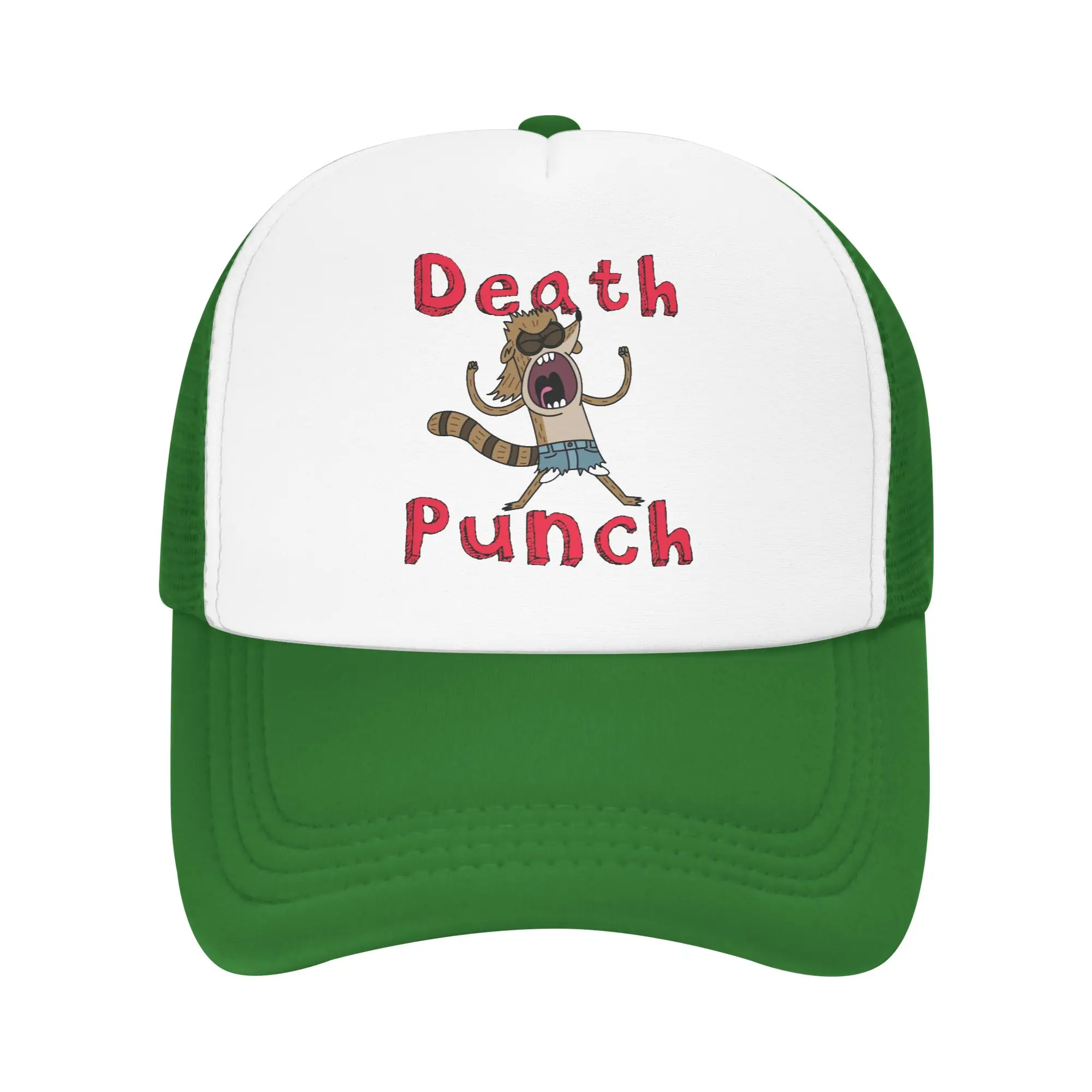 Rigby's Death Punch of Death Trucker Hat Adult Regulars Show  Hats Sun Caps Racing Cap Adjustable Mesh Baseball Caps Summer