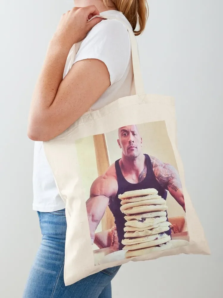 

Dwayne The Rock Johnson Eating Blueberry Pancakes Tote Bag hand bag ladies Lady bag Fabric Shopper