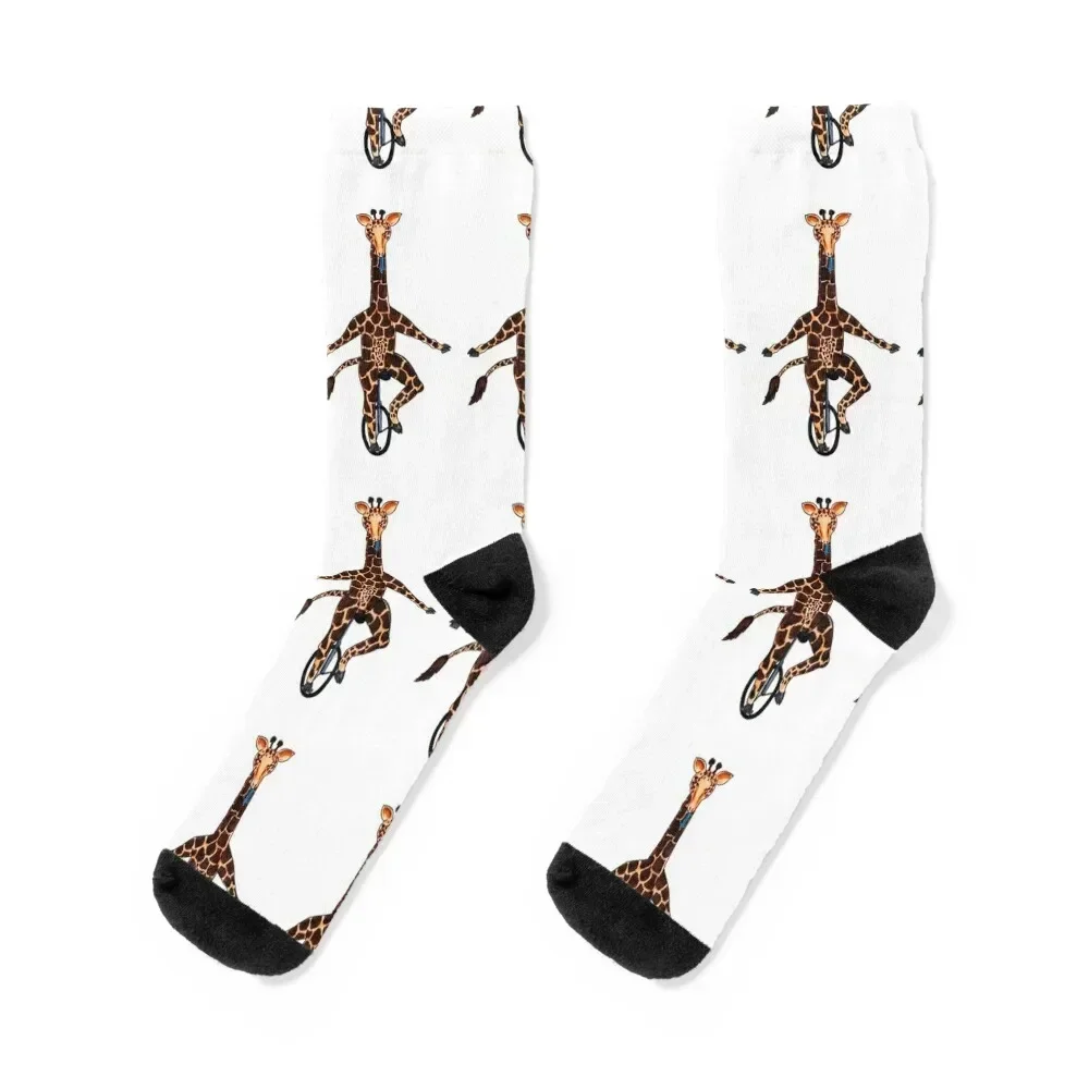 Chaussettes de sport Parker pour hommes et femmes, chaussettes girafe sur un monocycle