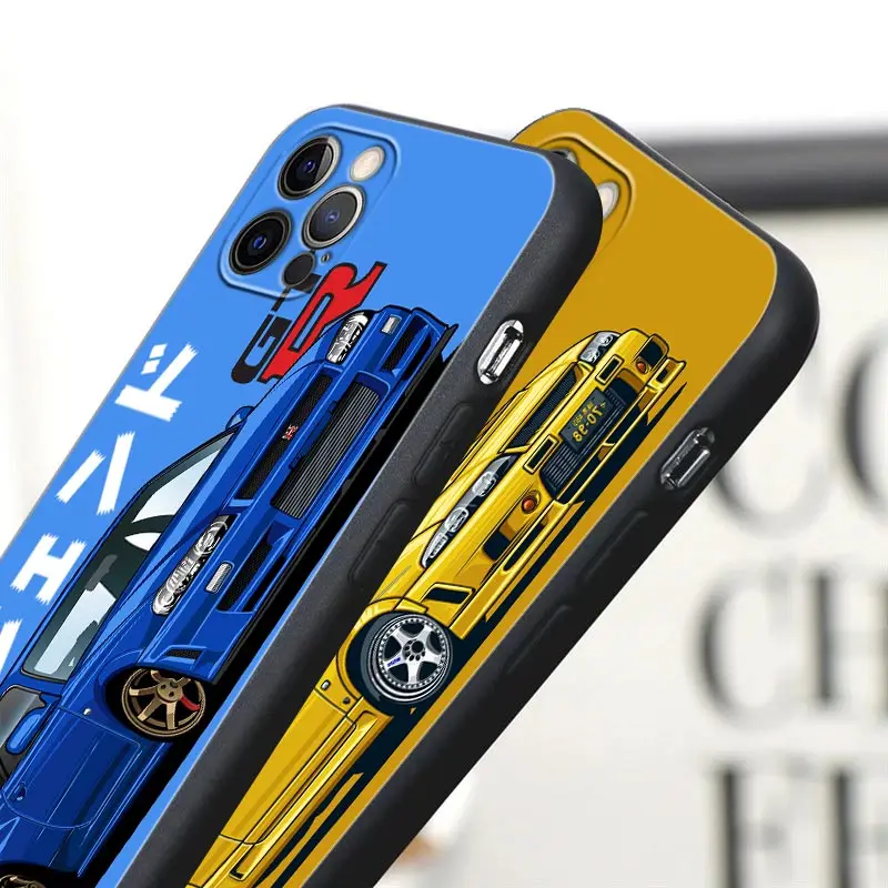 Крутой мужской спортивный автомобиль JDM GTR с мультяшным рисунком чехол для телефона Apple iPhone 16 15 14 13 12 11 Pro Max XR XS Max 8 Plus задняя крышка чехол