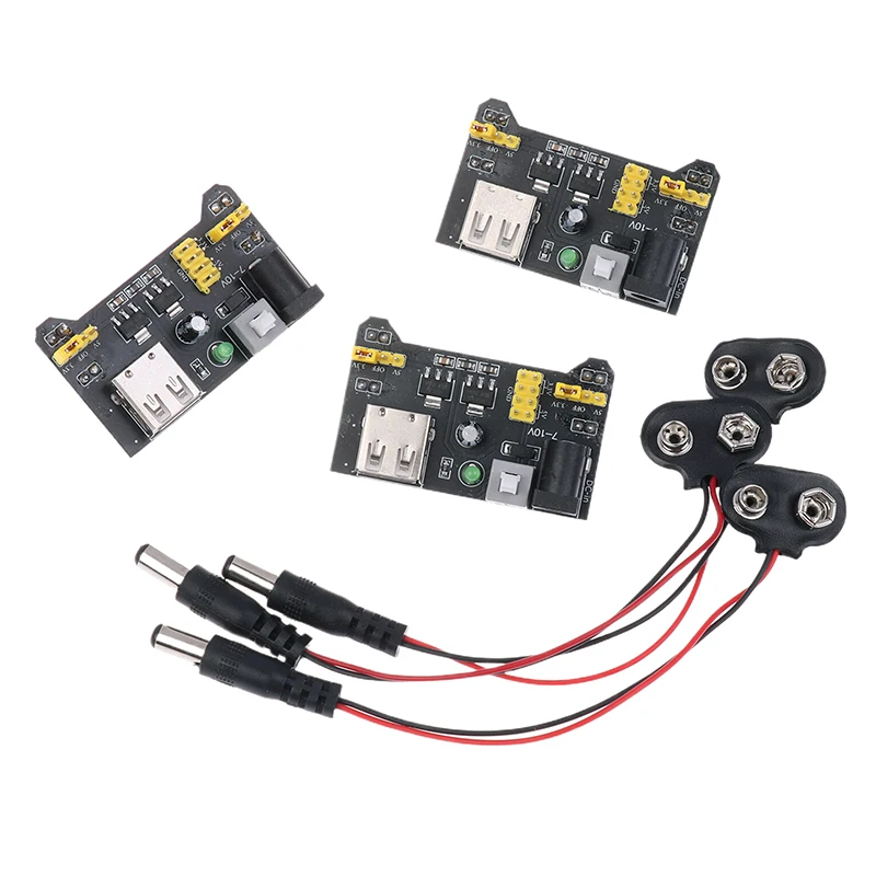 1 قطعة MB102 لحام اللوح وحدة امدادات الطاقة 3.3 فولت 5 فولت مع 9 فولت مشبك بطارية كابل الطاقة 2.1x5.5 مللي متر ذكر تيار مستمر جاك التوصيل #3