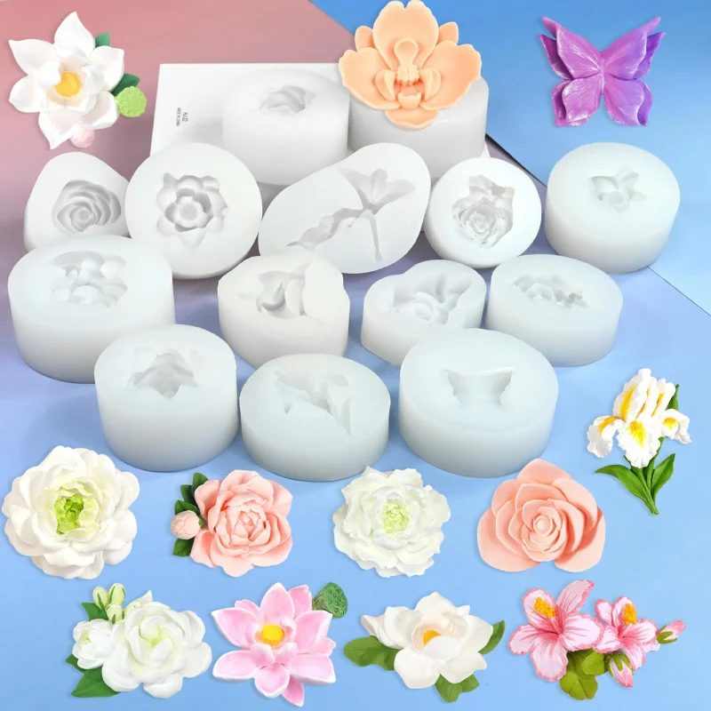 Simulation Three-Dimensional Flower Butterfly Fondant Cake Mold Valentine's Day Rose Jasmine Flower Aromatherapy Candle Silicone