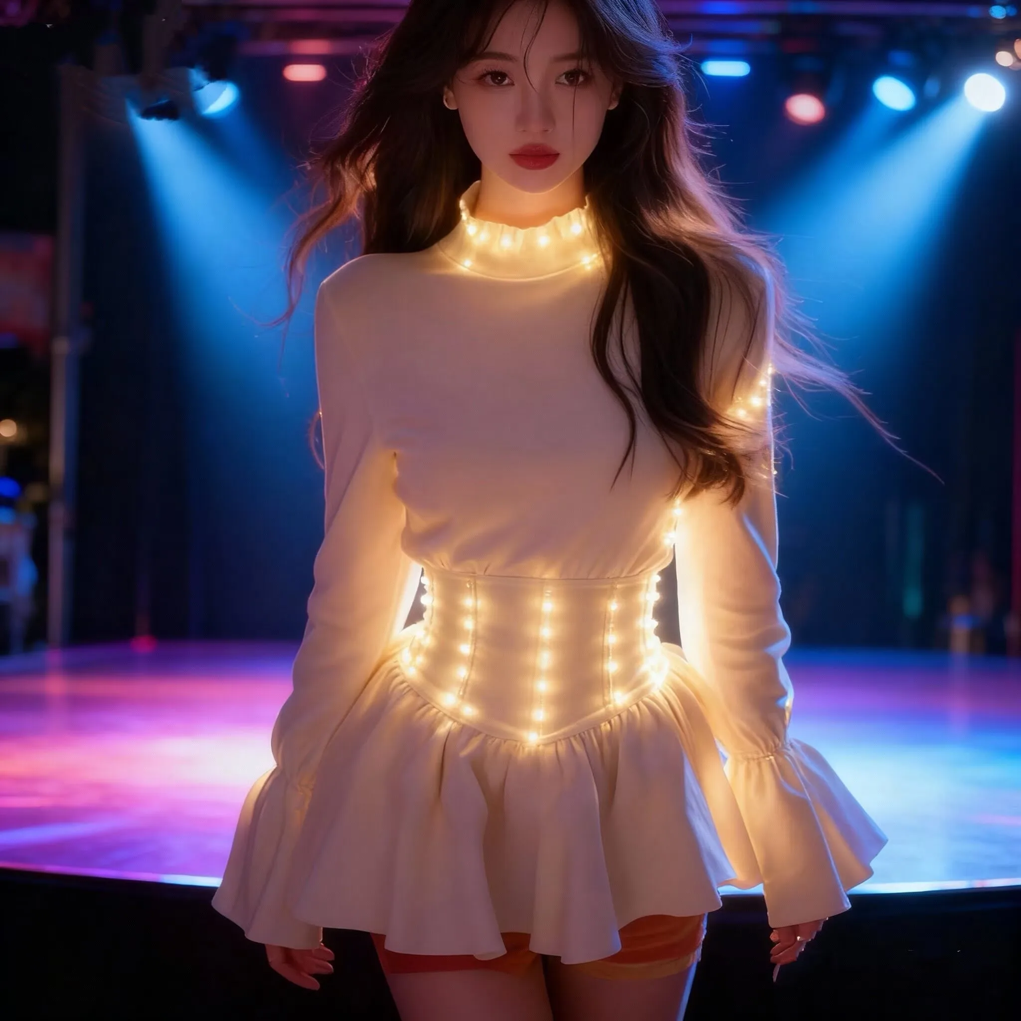 

Женский облегающий топ со светодиодной нишей и рюшами, с длинными рукавами, весна 2024, новый стиль, шикарная атмосфера, обтягивающий талию, плиссированный утягивающий топ