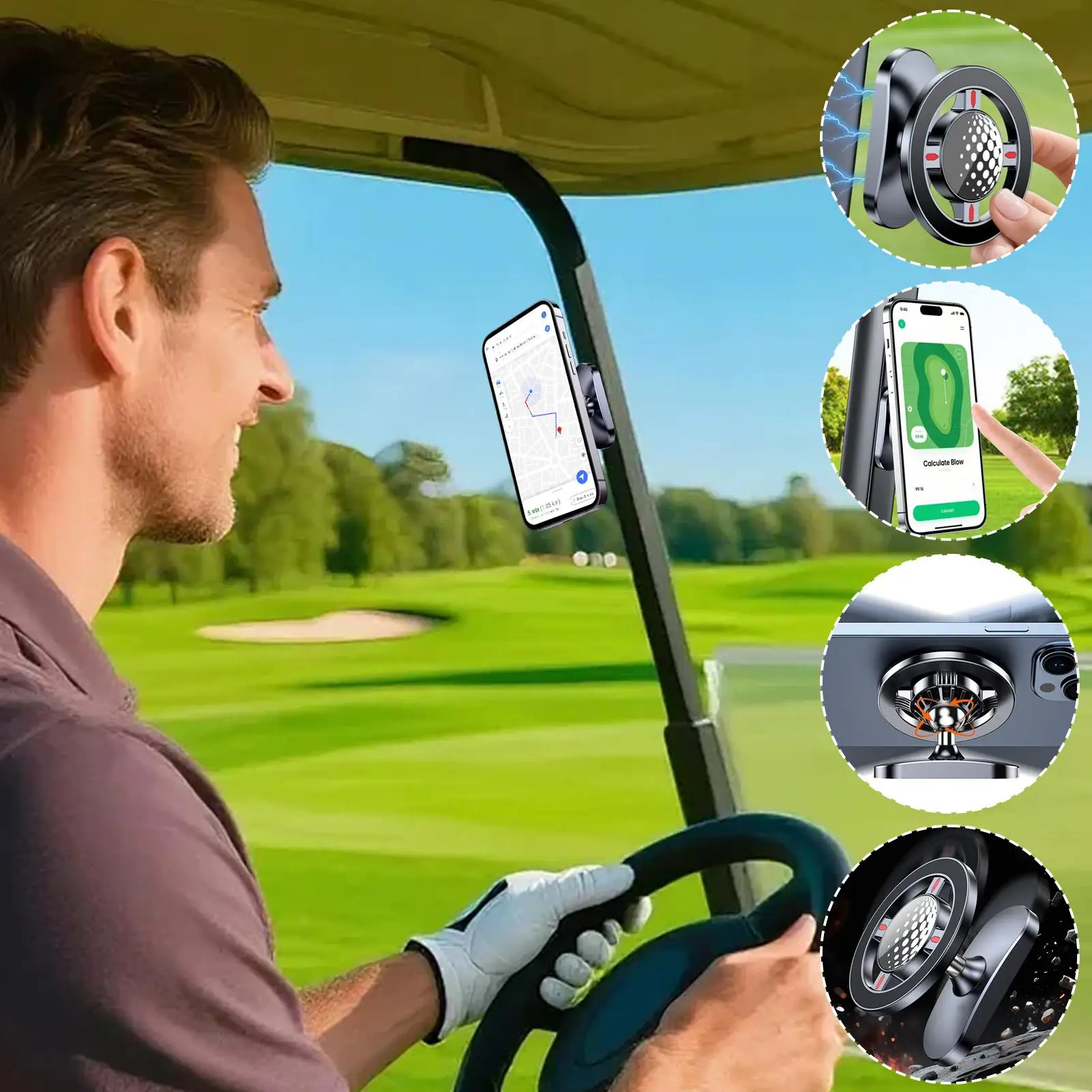 

Крепление для телефона, магнитная тележка для гольфа, тележка для гольфа, стойка для поддержки телефона, кронштейн для смартфона, аксессуары для циклистов, друзей, семьи