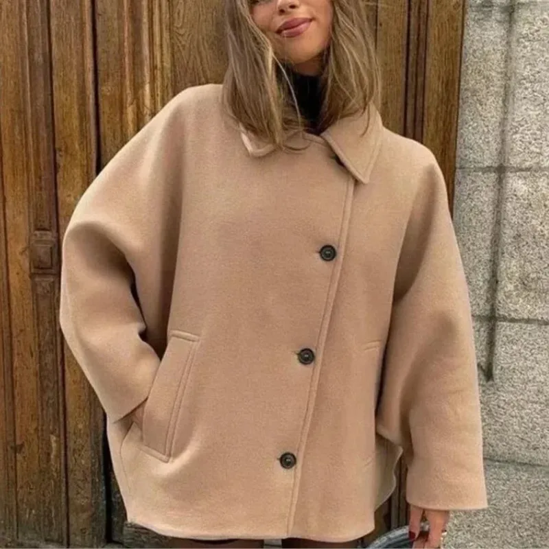 Autumn Winter Retro Loose Faux Fur Coats Women Casual Full Sleeve Stand Collar Warm Fashion Cardigan Coat Female Outerwear 2025