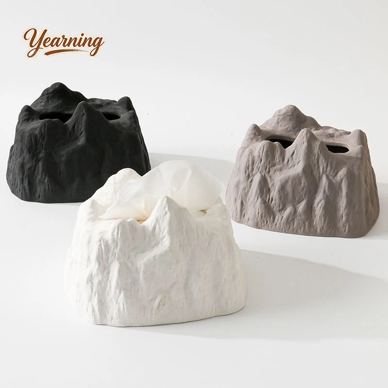 

Wabi Sabi Luxury Ceramic Tissue Box Retro High End Napkin Holder Desktop Home Living Room Art Decor Gift