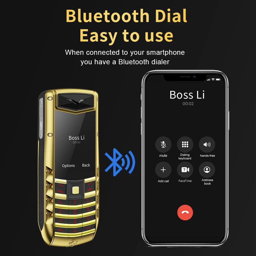 SERVO V5 PRO cuerpo de Metal teléfono móvil de lujo tarjetas SIM duales Bluetooth Dial 2G red velocidad Dial voz mágica teléfono móvil de acero Real