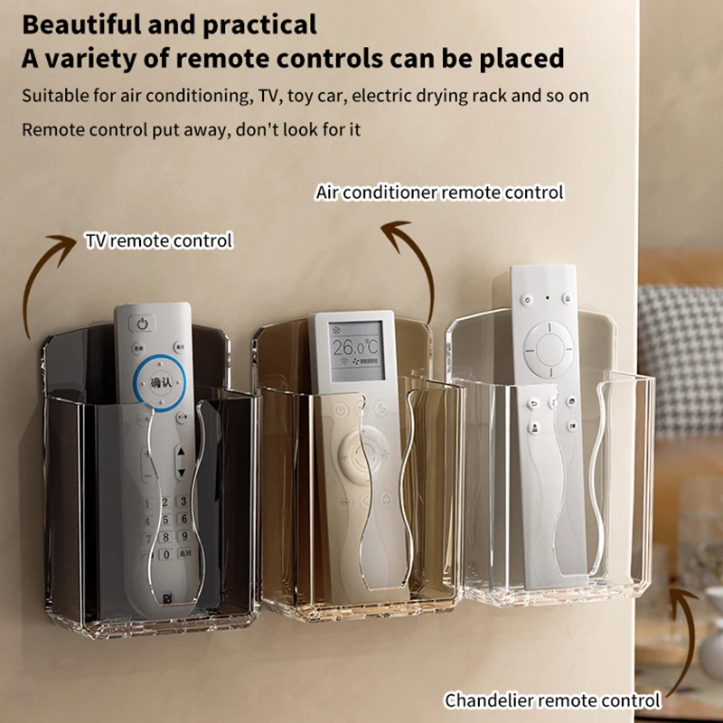 New-1PC Mobile Phone Wall Holder Universal Cellphone Charger Storage Box Organizer TV Remote Control Hanging Stand Bracket