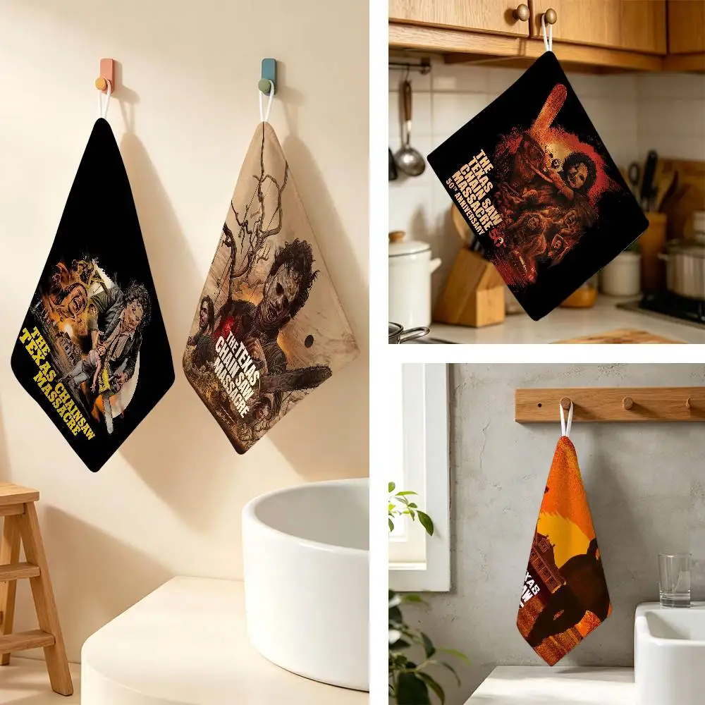 S-Saw M-Massacre Polyester Cotton Daily Towel Hanging Kitchen Hand Wiping Cloth Durable for Whole House Use