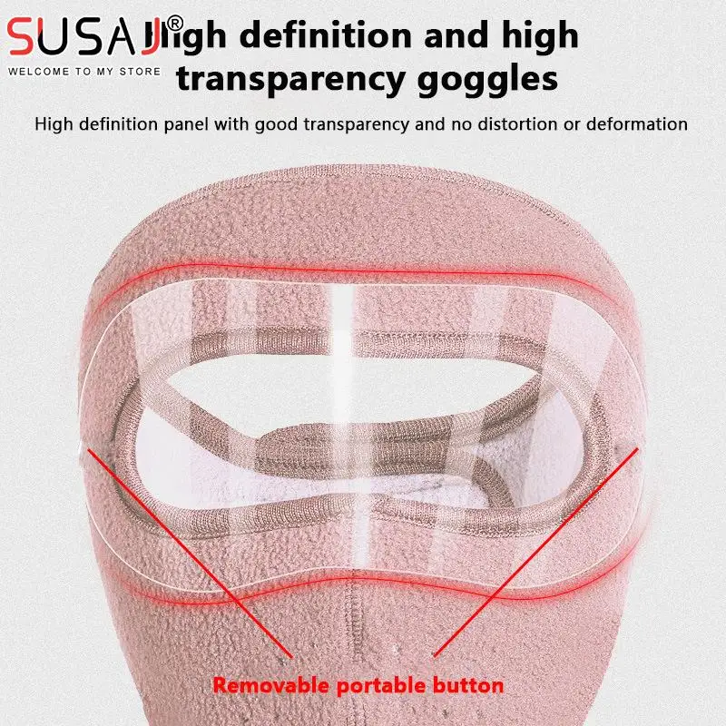 Windproof Anti Dust Full Face Masks Cycling Ski Breathable Masks Eye Shield HD Anti Fog Goggles Hood Cover Winter Warm Hat Caps