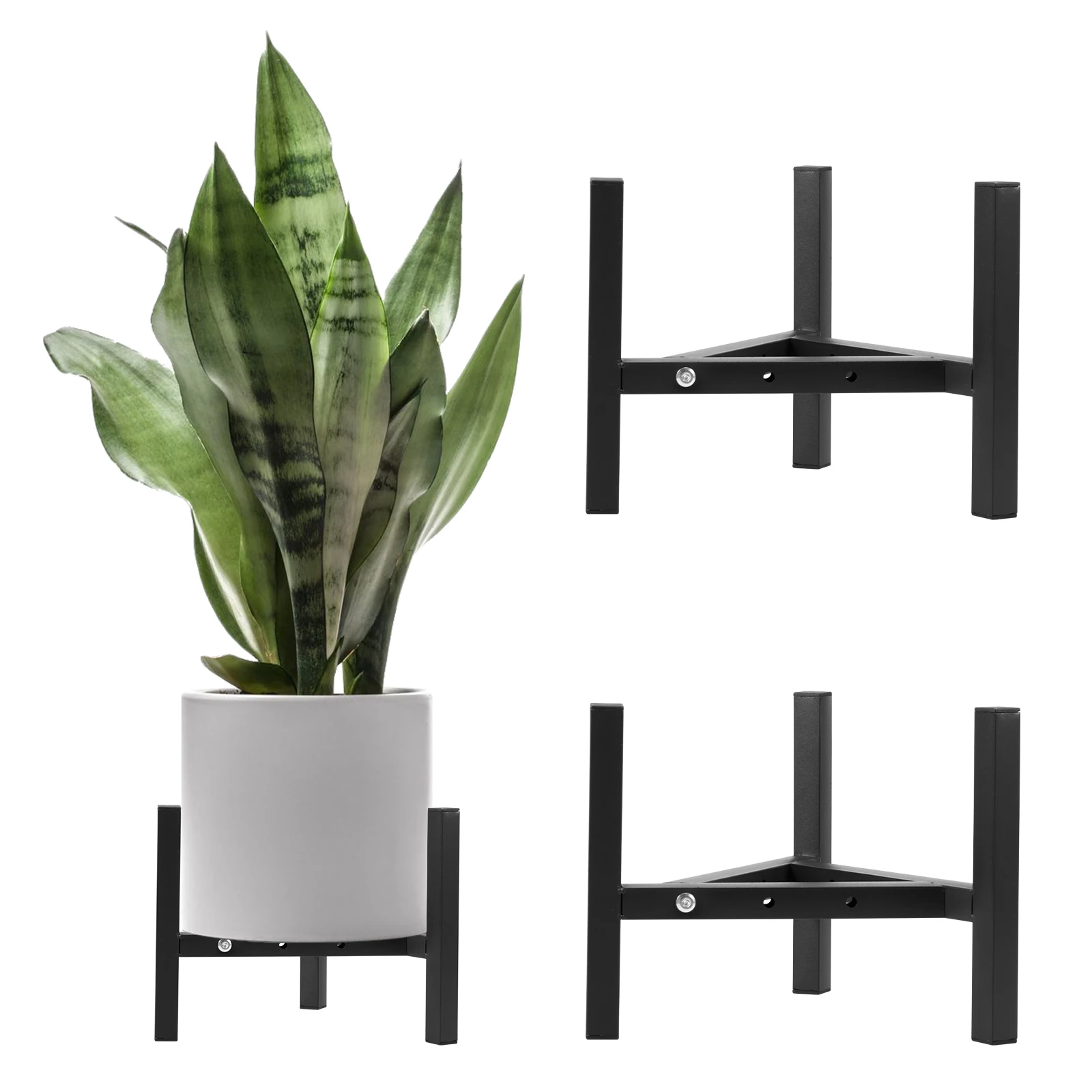 3-個の植物スタンド金属製調節可能な植木鉢ディスプレイ床置き三脚棚鉢植えオーガナイザー屋内庭園バルコニー