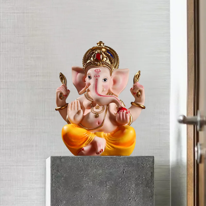 Resin Indian elephant god painted statue Southeast Asian Buddha statue High quality home living room, room feng shui statue