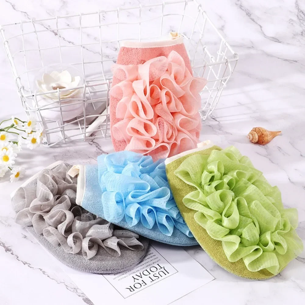 Exfoliating Back Scrub Dead Skin Facial Massage Gloves Scrub Gloves 2 in 1 Durable Multi-Color Deep Cleaning Towel