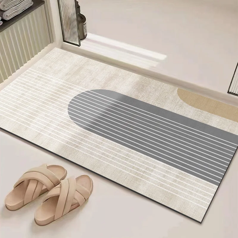 Minimally modern bathroom floor mat, absorbent anti slip bathroom door diatomaceous earth quick drying shower floor mat