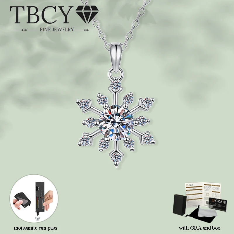 

TBCYD D Color Moissanite Snowflake Pendant for Women 925 Silver Original Certified Sparkle Necklace GRA Exquisite Jewelry Gift