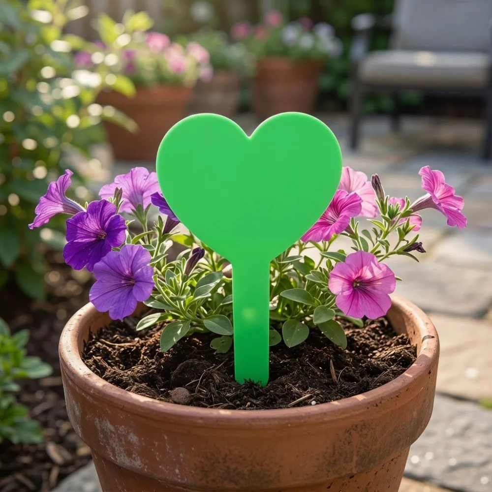 200PCS Durable Plastic Plant Labels Waterproof Reusable Plant Tags Heart Shape Garden Markers for Gardeners and Plant Lovers