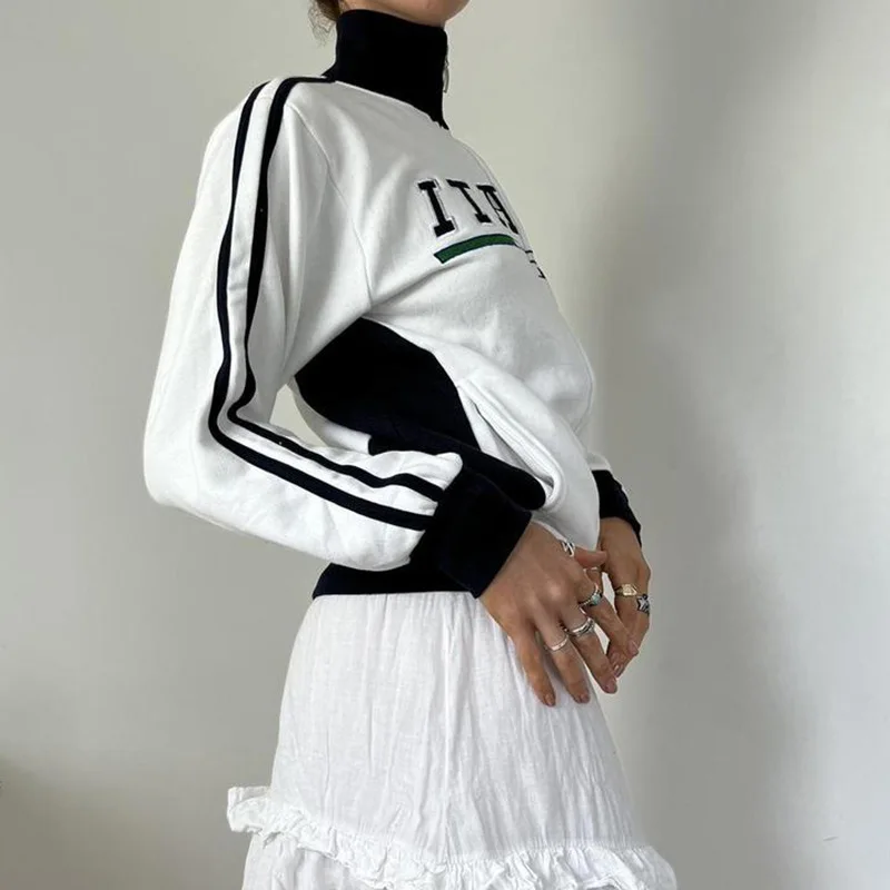 2025 Autumn/Winter Retro Hoodie Embroidered Contrast Splicing Sportswear Street Zipper Jacket