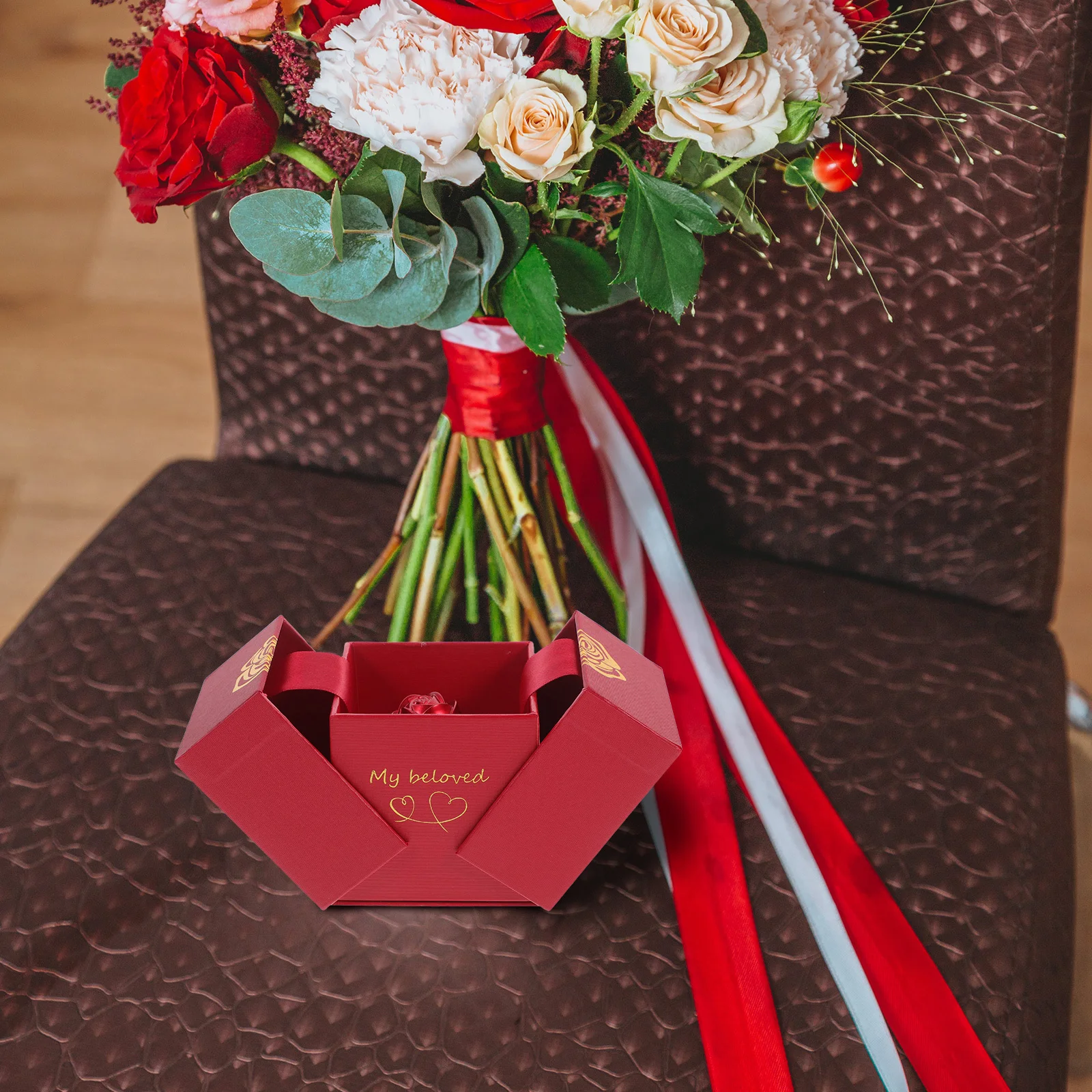 

1Set Elegant Metal Jewelry Gift Box Fine Polished Aluminum Alloy Necklace Ring Storage Case Chic Home Decor Accessory