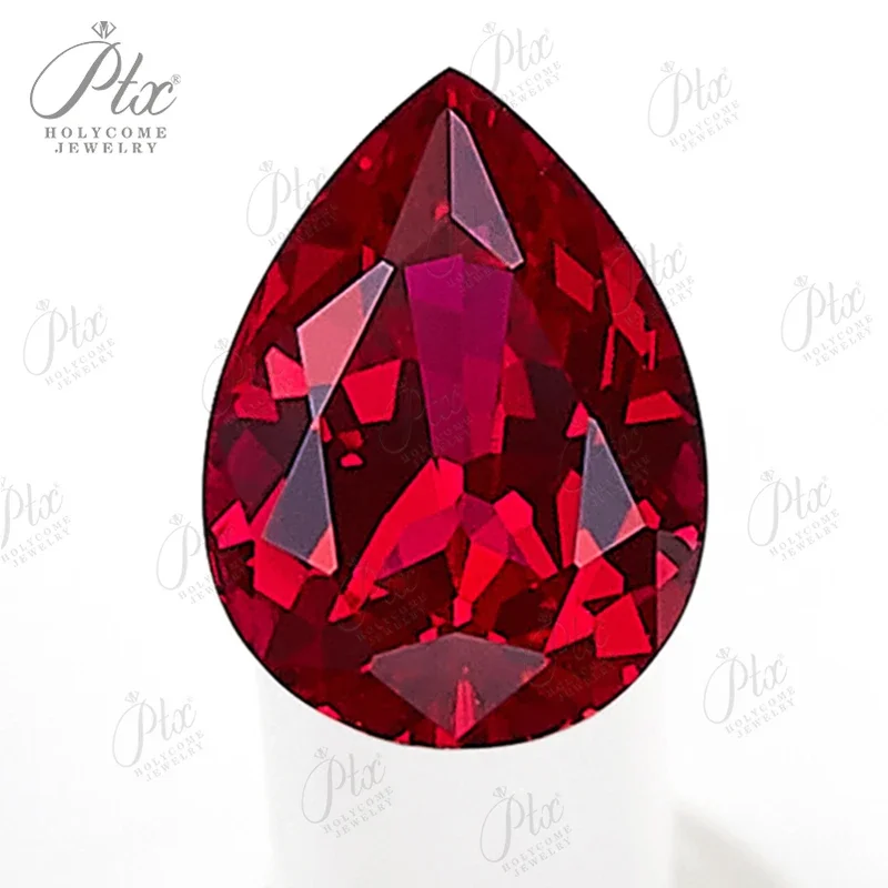 Lab Grown Ruby Pigeon Blood Red Ruby Brilliant Pear Cut AGL Certificated Jewelry Manufacturer China Wholesale Finishing Stone