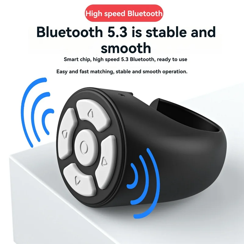 タブレットおよび電話用 Bluetooth リモコン カメラ コントローラー セルフ タイマー ソーシャル メディア ページ ターナー ブラック-TCES