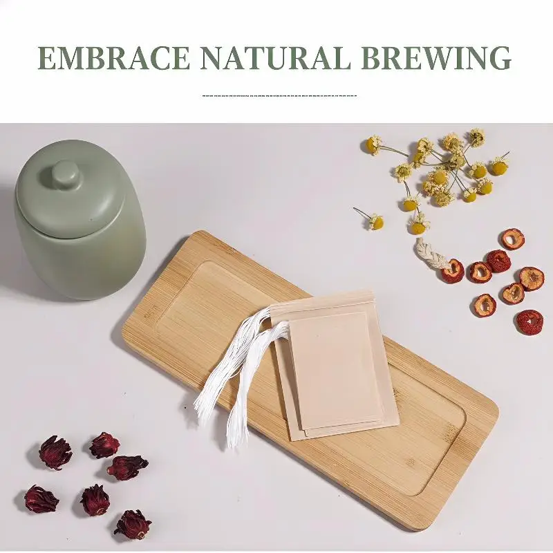 100Pcs Empty Tea Bag Wood Pulp Filter Paper Drawstring Eco Teabags For Family Parties Loose Leaf Tea Brewing