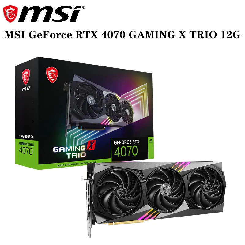 Original Authentic MSI GeForce RTX 4070 GAMING X TRIO 12G Gaming Computer Graphics Card 21000MHz GDDR6X Three Fan Cooling Syste