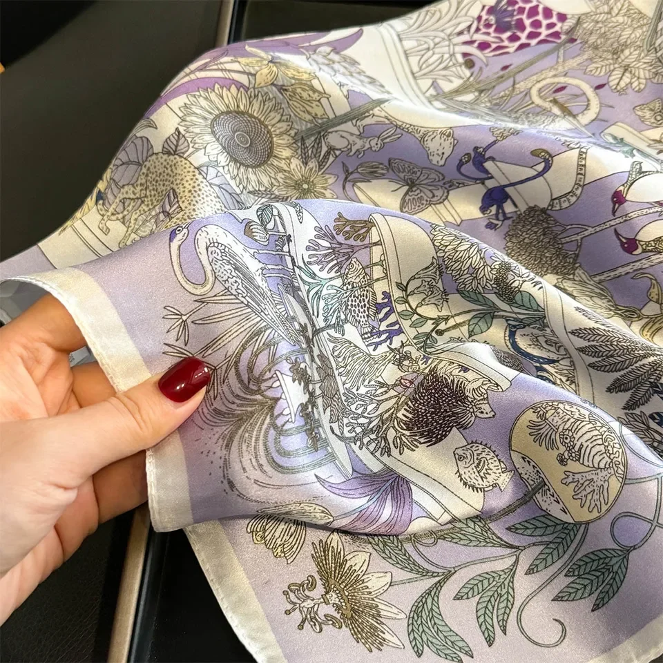 وشاح حريري وشاح مربع صغير المرأة موضة طباعة الرقبة الشعر التعادل الفرقة الشاطئ الحجاب منديل عصابات الأوشحة