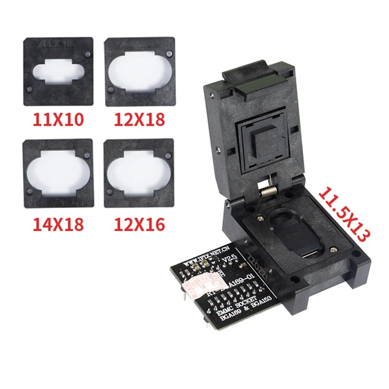 Imagem -06 - Emmc Adaptador V2.5 com Peças Bga Bounding Box para Rt809h Programador Rt-bga16901 Bga169 Bga153