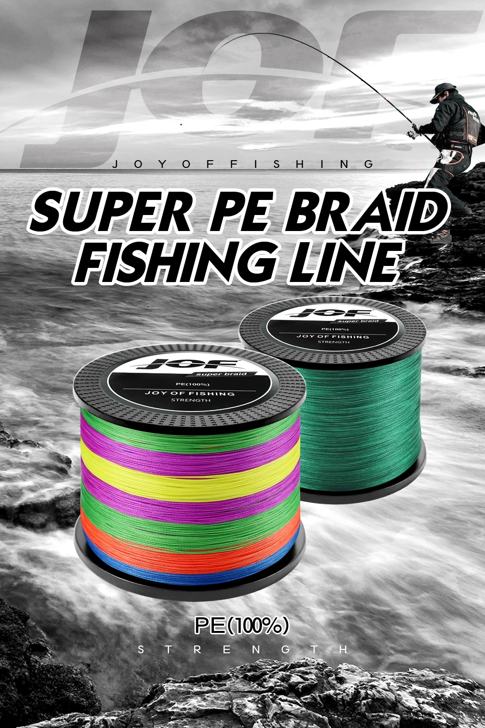 JOF 300M 500M 1000M 4 Stränge geflochtene Angelschnur 0,4–8,0 # PE-Draht 10-82LB Multifilament Karpfen Fliegen Meer Salzwasser Pesca – Detail 1