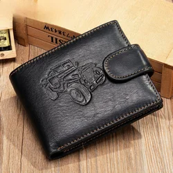 New Men's Genuine Cow Leather Wallet Short Card Holder Man Purse Male Vintage Pocket For Men