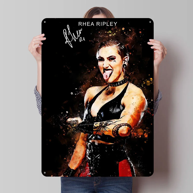 Rhea Ripley Wrestler Metal Sign Wall Art Gaming Room Decoration At Home Decor Items Vintage Retro Tin Signs for Home Decoration