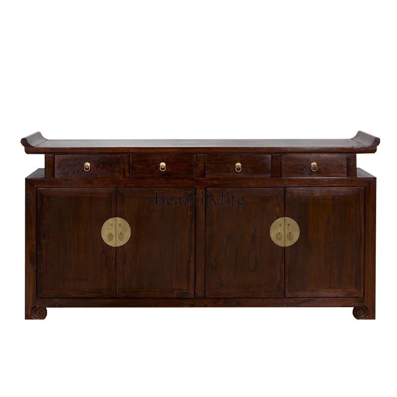 

LD33Old Elm Wood Storage Antique Hallway New Chinese Style Curved Cabinet Decoration Living Room Hall Cabinet