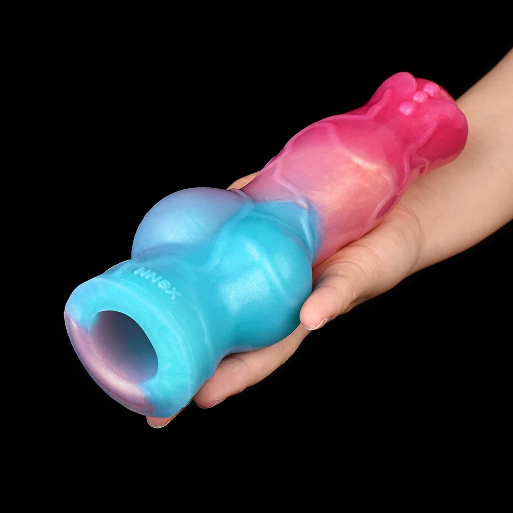 NYOTA Hollow Textured Dog Dildo Penis Sleeve Big Knot Cock Cover Sheath Enlargement Silicone Dick Extend Adult Sex Toys For Men