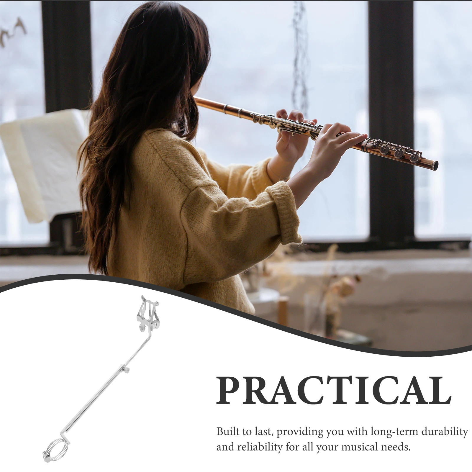 

Adjustable Flute Music Score Stand Foldable Lyre Clip Portable Metal Sheet Book Holder Accessory For Trumpet Band Instruments