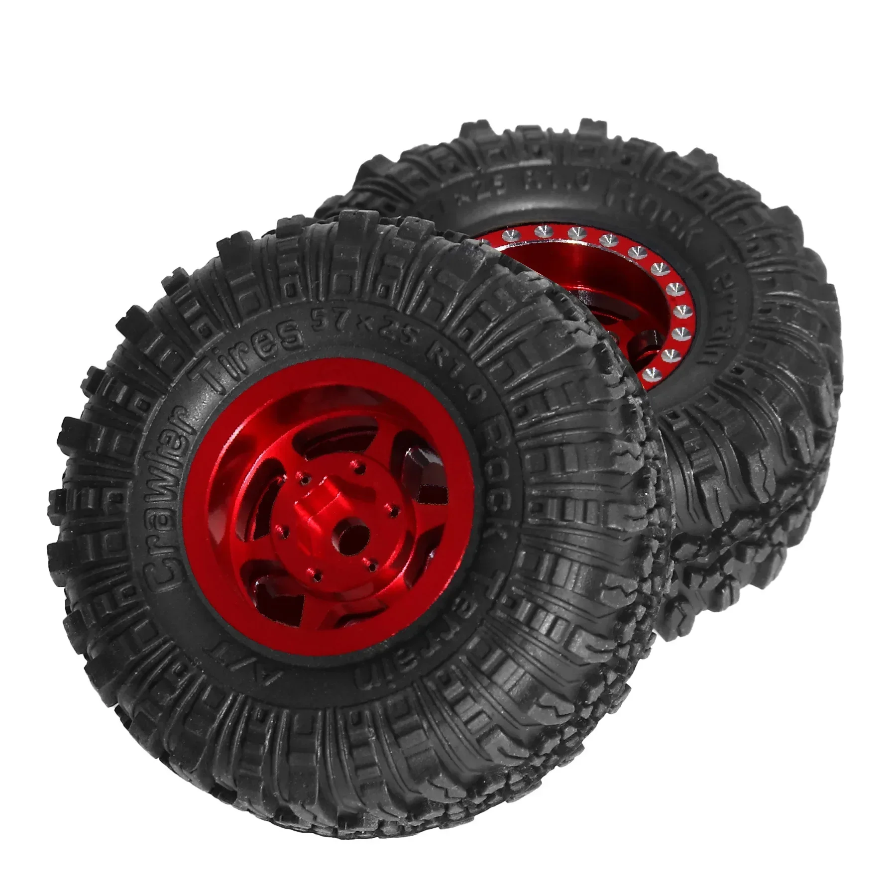 4szt 57mm 1.0" Metal Beadlock Wheel Tire Set For 1/18 1/24 RC Crawler Car TRX4M SCX24 AX24 FCX24 Upgrade Parts Accessories