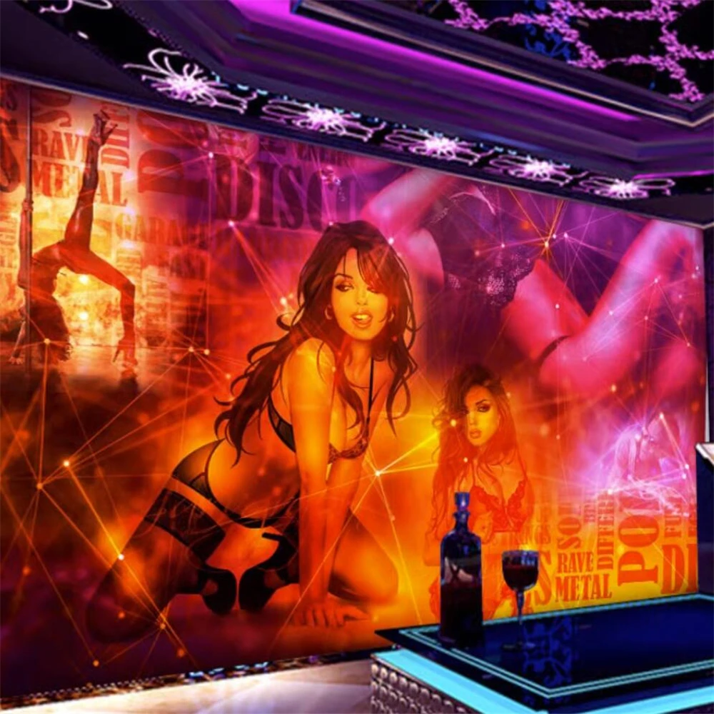 Custom papel mural KTV private wall paper home decoration sexy theme background singing hall bar wall sticker art 3D wallpaper