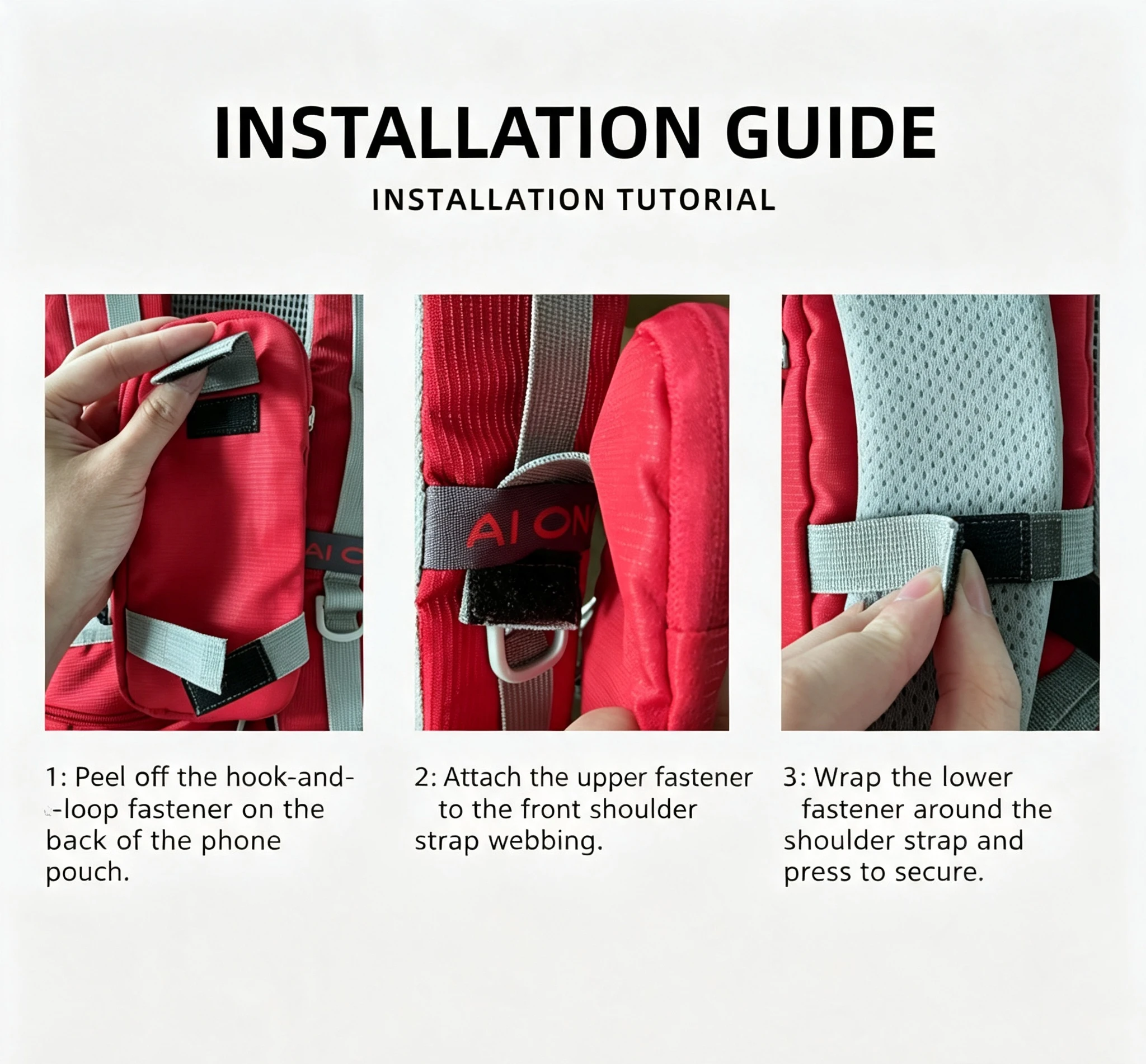Ripstop montierbare Handytasche mit Riemen zum Aufhängen, für Wanderrucksäcke, Fahrräder und Ausrüstung, freihändiger Zugang – Detail 6