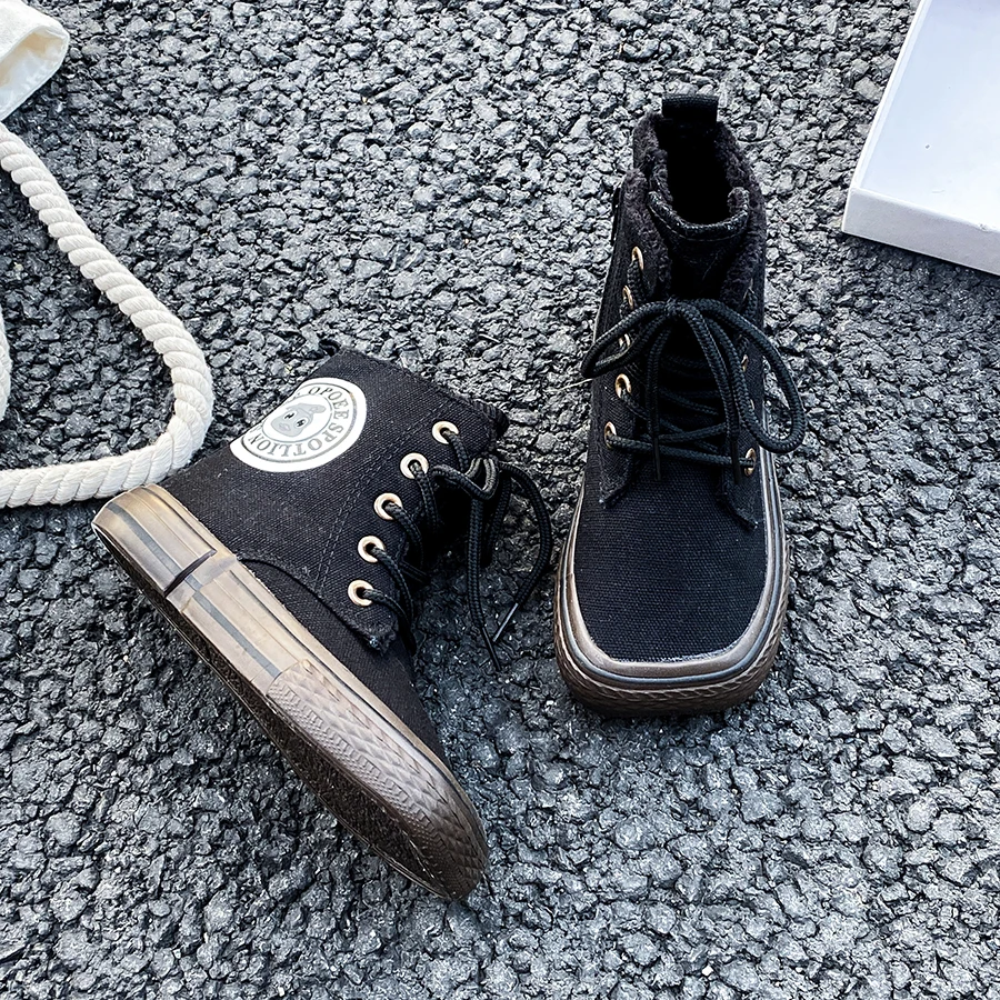 Opoee-zapatos versátiles de algodón para niños, botas cálidas y a la moda, edición coreana, invierno, novedad