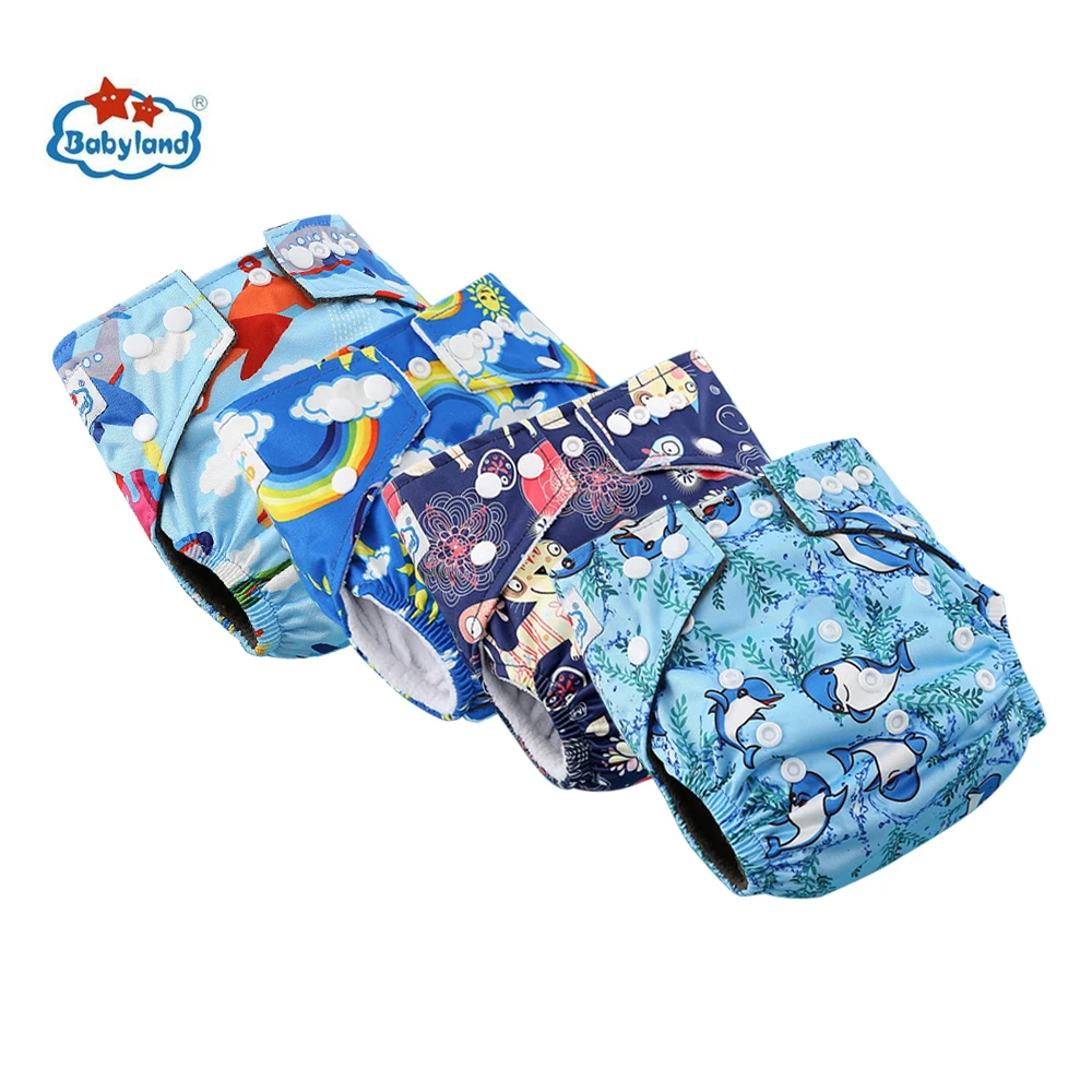 [Babyland] Factory Cost Waterproof Diaper Baby Cloth Nappy Washable Reusable Diaper Pocket Nappy 3-15kg Ins Prints for Boy Girls