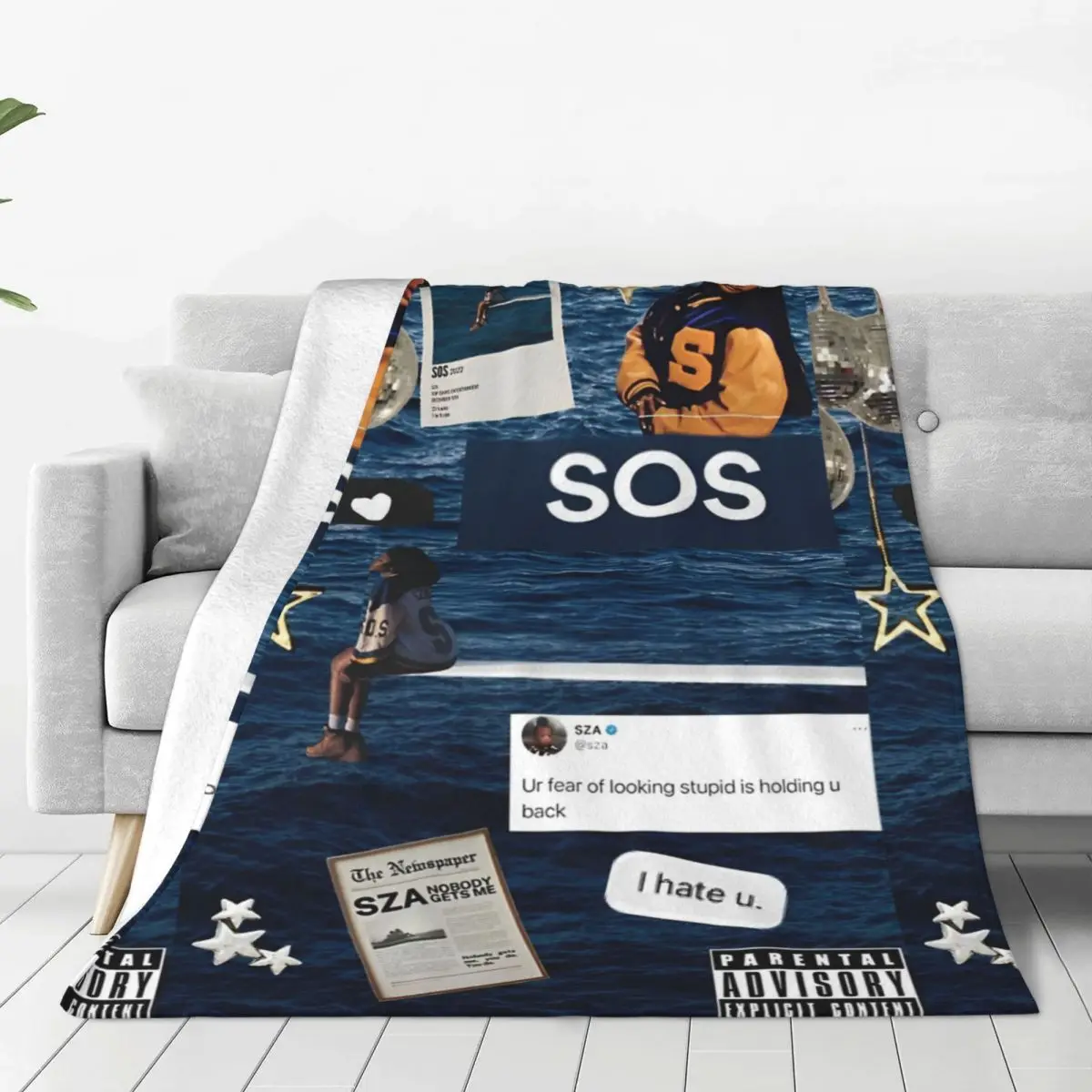 

SZA SOS I Hate U Blanket Rapper 90s Music Fuzzy Throw Blankets Summer Air Conditioning Decoration Lightweight Bedsprea