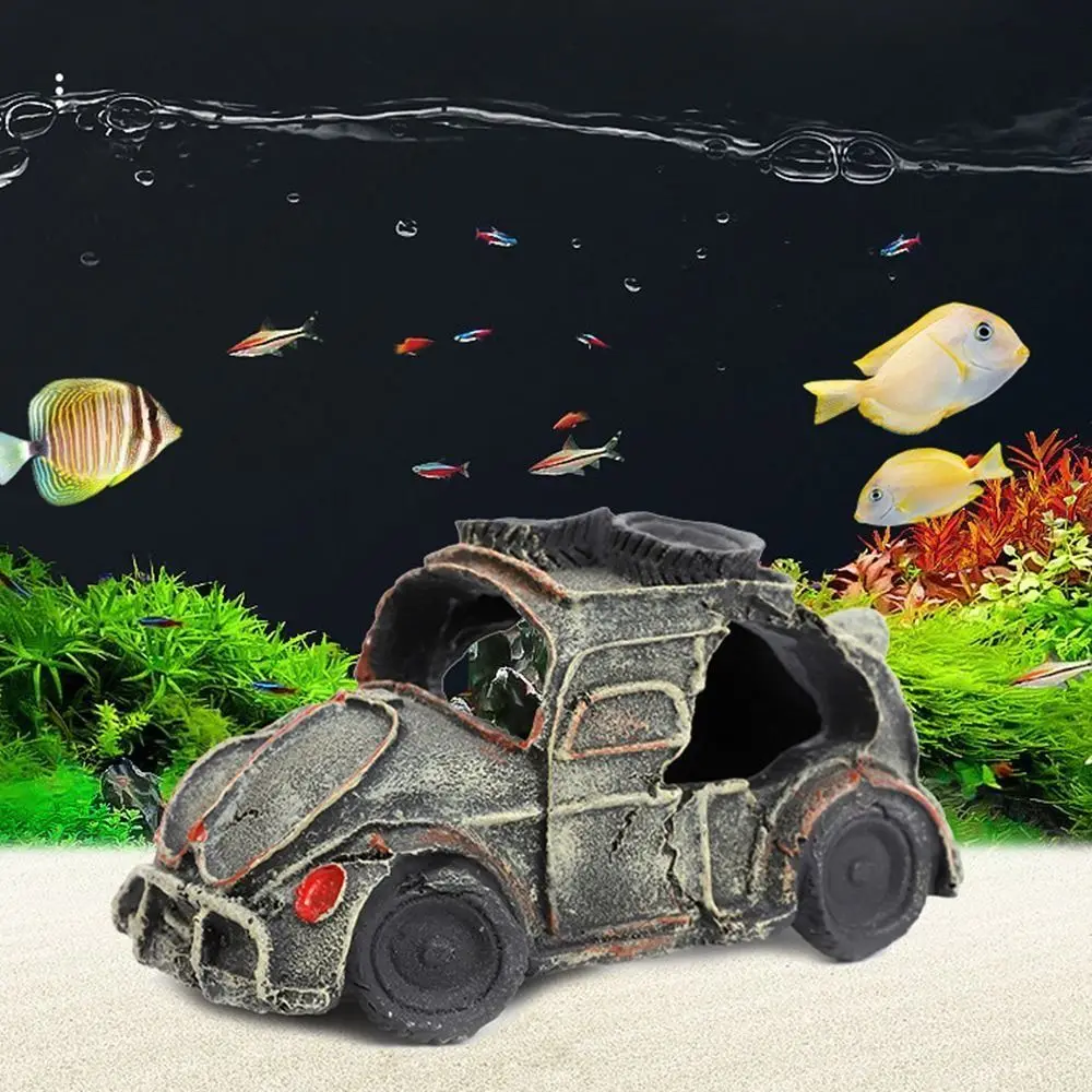 Multicolor Car Wreck Aquarium Decoration Broken Vehicle Resin Fish Shrimp Hideout Ornament Landscaping Making