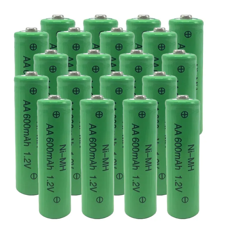 Rechargeable AA Batteries 1.2V 600mAh NiMH Cell for Solar Garden Lights, LED Torch Shaver Wireless Mouse Microphone