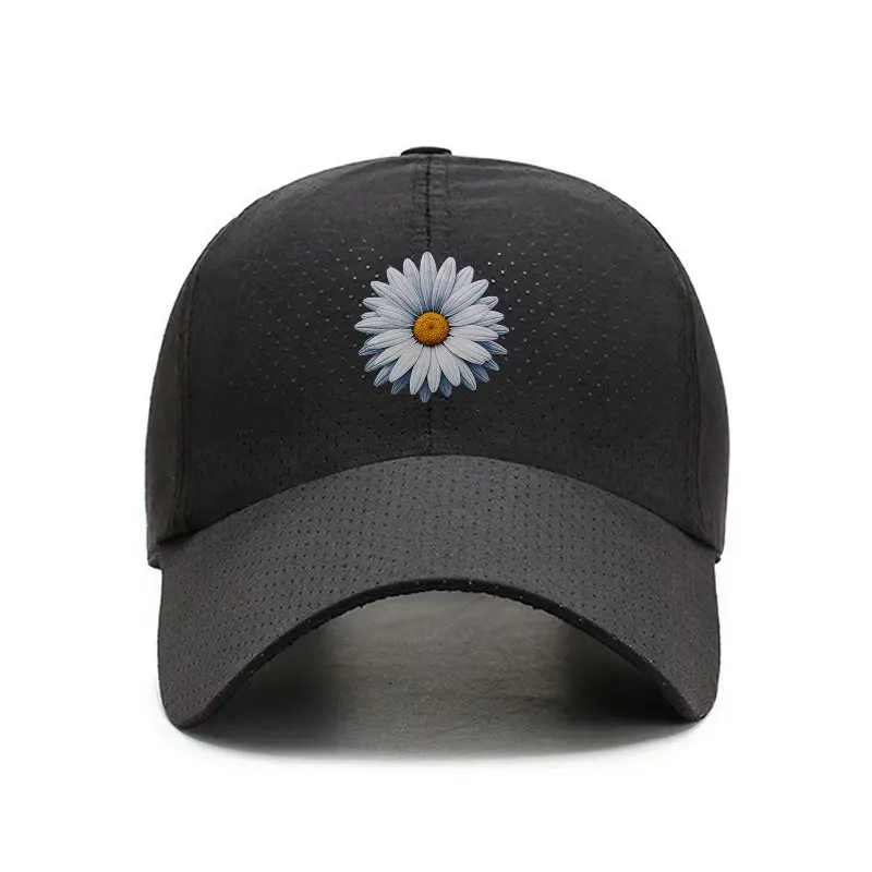 Daisy Quick Dry Baseball Cap Adjustable Dad Hat Curved Brim Breathable Sun Protection